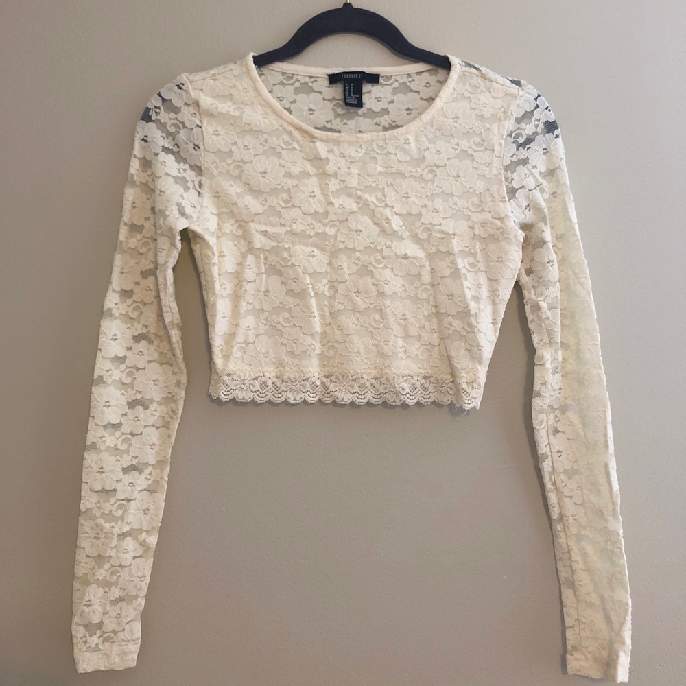 White lace crop top